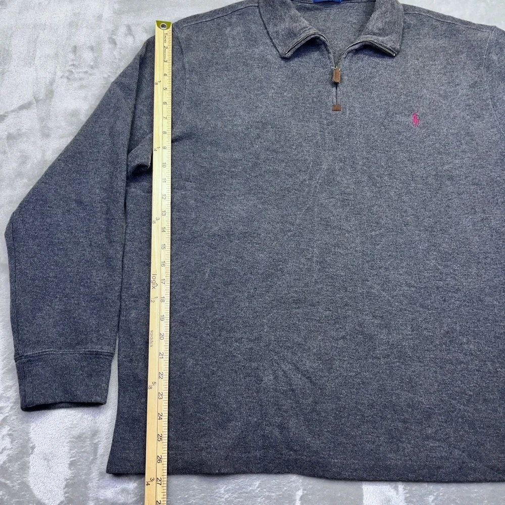 Polo Ralph Lauren Mens XL Gray Long Sleeve Quarter Zip‎ Pullover Sweater Preppy